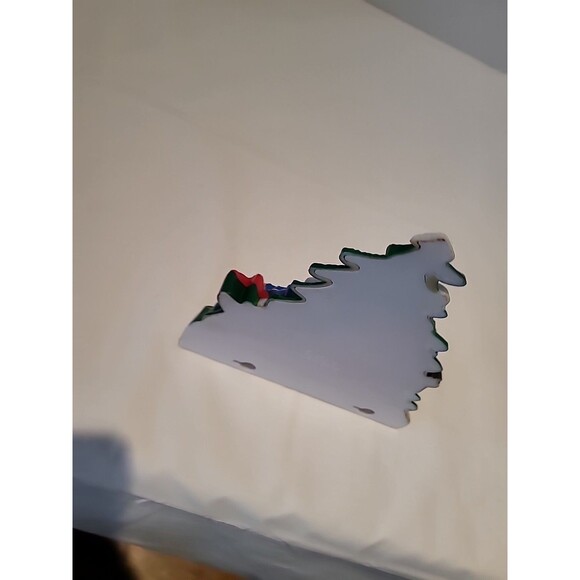 Vintage Plastic  Christmas Tree Scene Santa  Snowman Reindeer Wall Hanging 6" - Picture 10 of 16